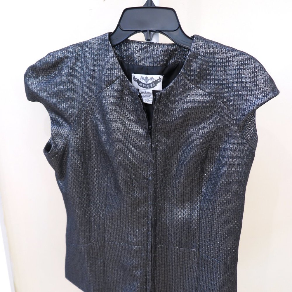BB DAKOTA Black Silver Metallic Zipper Size Large